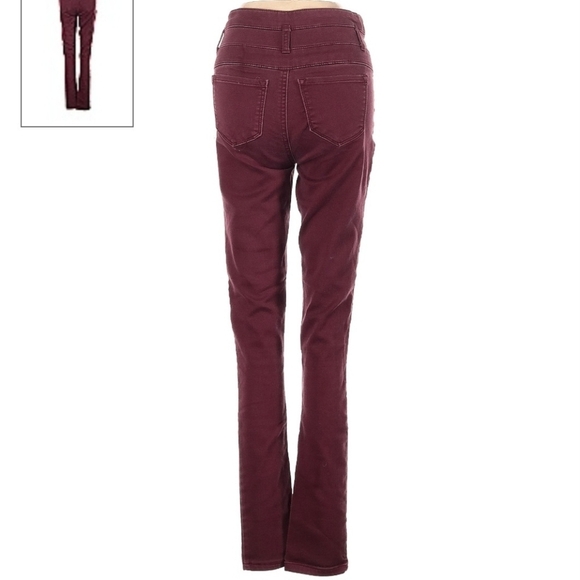 Refuge Maroon High Waist Super Skinny Jeans Women's Size 0 Button Fly Casual EUC - Picture 2 of 8